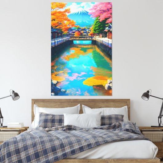 Tranquil Waters: De reflectie van de berg Fuji Canvas Afdruk (Insitu (Slaapkamer))