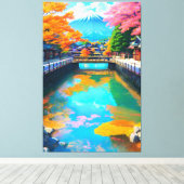 Tranquil Waters: De reflectie van de berg Fuji Canvas Afdruk (Insitu (Houten vloer))