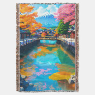 Tranquil Waters: De reflectie van de berg Fuji Deken