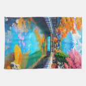 Tranquil Waters: Mt. Fuji's Reflection Theedoek (Horizontaal)