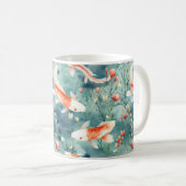 Tranquil Waters: Waterverf Koi Vis Patroon Koffiemok (Voorkant rechts)