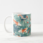 Tranquil Waters: Waterverf Koi Vis Patroon Koffiemok (Links)