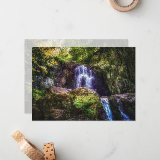 Tranquil Watervallen Woodland Natuur Foto Notitiekaartje (Voorkant / Achterkant in situ)