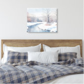 Tranquil Winter River Scène Canvas Afdruk (Insitu (Slaapkamer))
