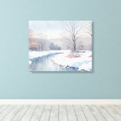 Tranquil Winter River Scène Canvas Afdruk (Insitu (Houten vloer))