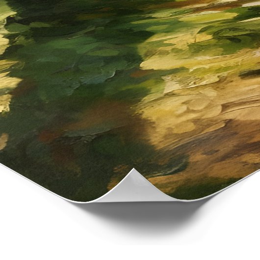 Tranquil Woodland Pathway - Impressionistisch schi Poster (Hoek)