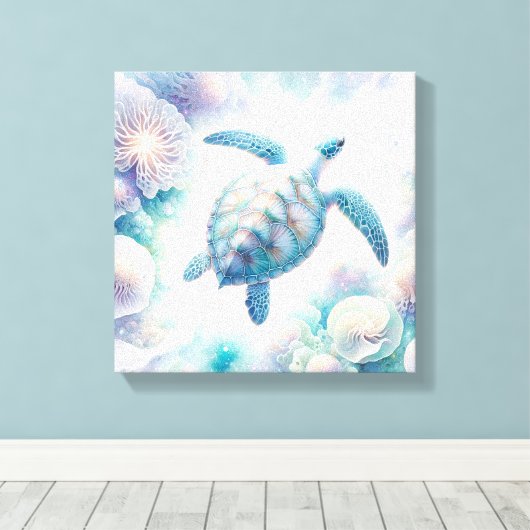 Tranquil Zee Turtle Art Canvas Prints (Insitu (Houten vloer))