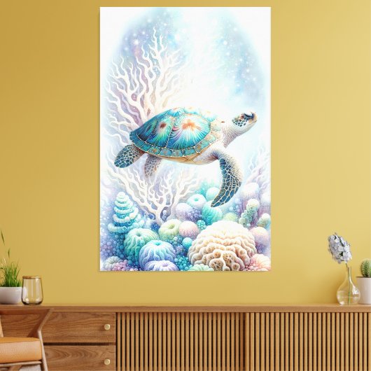 Tranquil Zee Turtle Wall Art Canvas Afdruk (Insitu (Woonkamer))