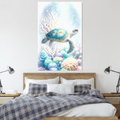 Tranquil Zee Turtle Wall Art Canvas Afdruk (Insitu (Slaapkamer))