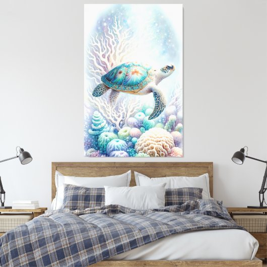 Tranquil Zee Turtle Wall Art Canvas Afdruk (Insitu (Slaapkamer))