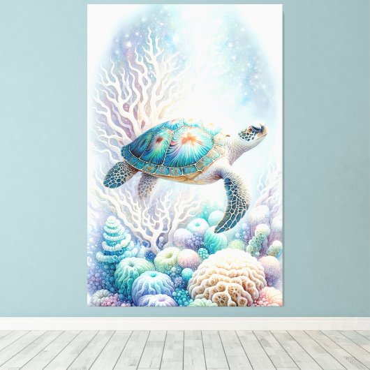 Tranquil Zee Turtle Wall Art Canvas Afdruk (Insitu (Houten vloer))