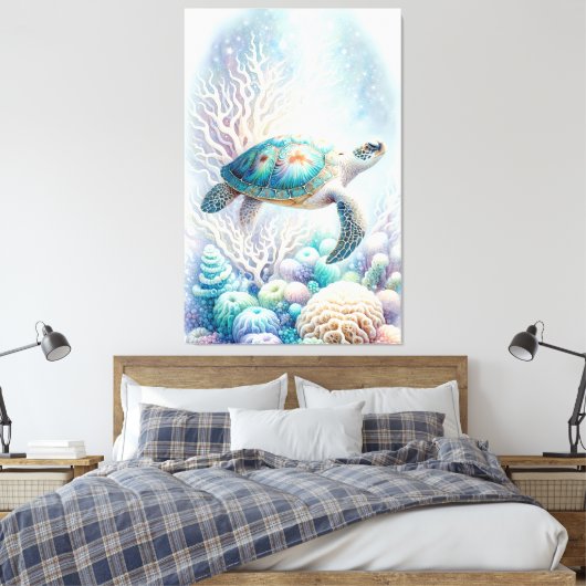 Tranquil Zee Turtle Wall Art Canvas Afdruk (Insitu (Slaapkamer))