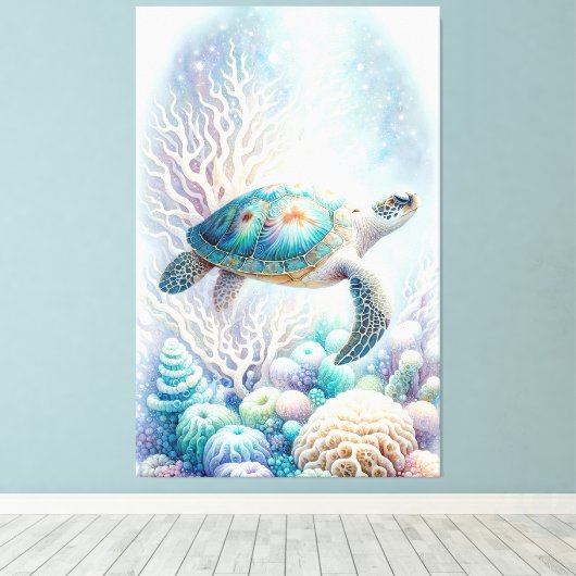 Tranquil Zee Turtle Wall Art Canvas Afdruk (Insitu (Houten vloer))