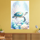 Tranquil Zee Turtle Wall Art Canvas Afdruk (Insitu (Woonkamer))