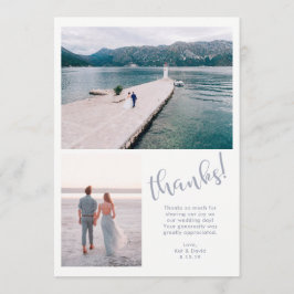 Tranquil Zeeen | Twee foto bruiloft dank u Bedankkaart