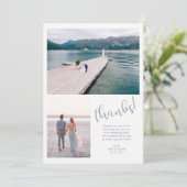 Tranquil Zeeen | Twee foto bruiloft dank u Bedankkaart (Staand voorkant)