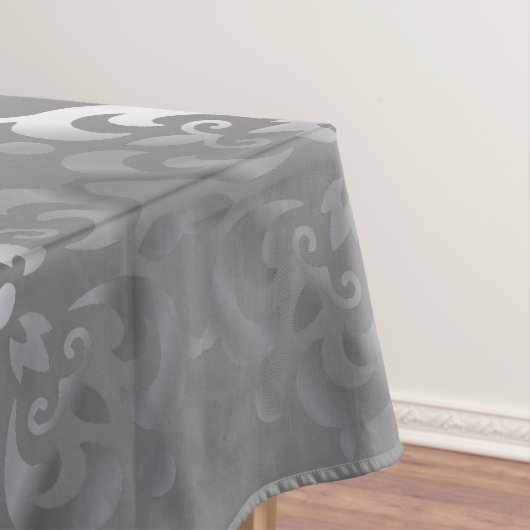 Tranquil zilver & grijs monogram | tafelkleed (Voorbeeld)