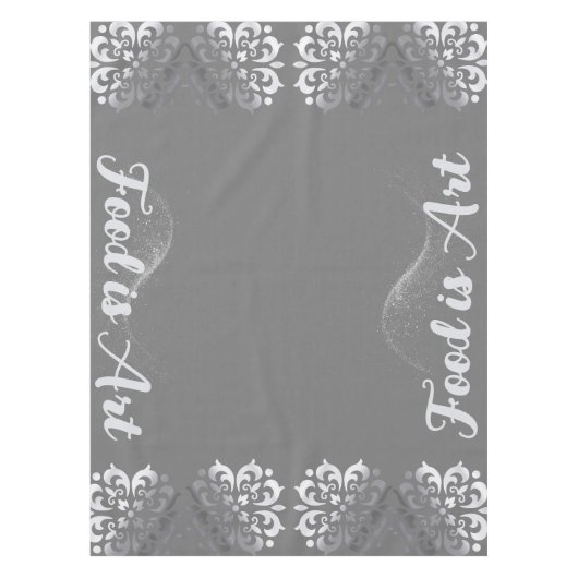 Tranquil zilver & grijs monogram | tafelkleed (Voorkant)