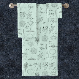 Tranquile Symbolen: 3-delig wellness-geïnspireerd Bad Handdoek
