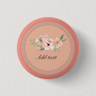 Tranquiliteit, mooi bloemontwerp sjabloon, ronde button 3,2 cm