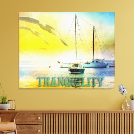 Tranquiliteit - Zeilboten die in de Calm Waters zi Canvas Afdruk (Insitu (Woonkamer))