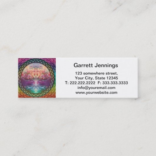 Tranquiliteitsboom van het leven in regenboogkleur mini visitekaartje (Voorkant)