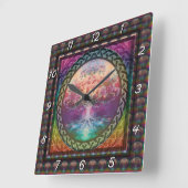 Tranquiliteitsboom van het leven in regenboogkleur vierkante klok (Hoek)