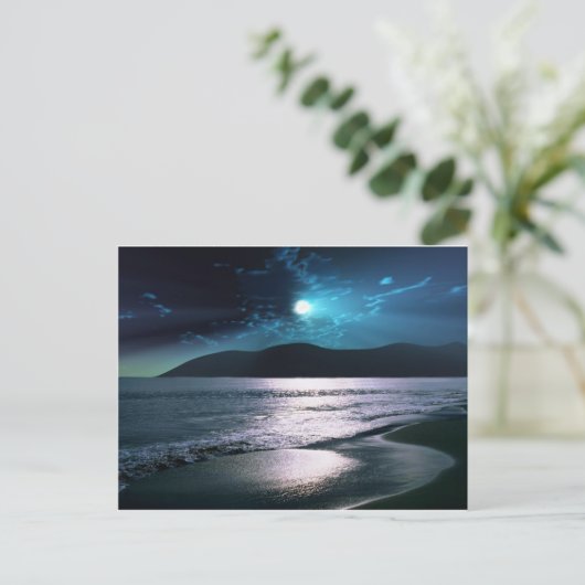 Tranquility Beach Moonrise Briefkaart (Staand voorkant)