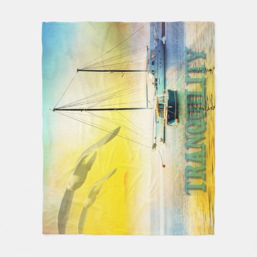 Tranquility Sailboot on strand Sunset Scenary Fleece Deken (Voorkant)