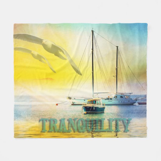 Tranquility Sailboot on strand Sunset Scenary Fleece Deken (Voorkant (Horizontaal))