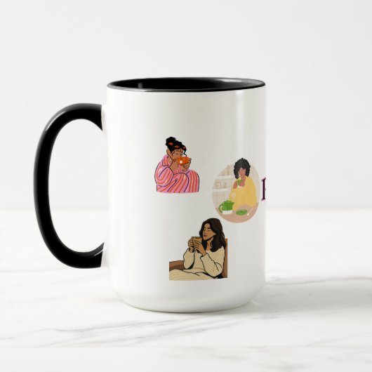  TRANQUILITY,SIP OF PEACE BLACK& WHITE CERAMIC MUG MOK (Links)