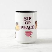  TRANQUILITY,SIP OF PEACE BLACK& WHITE CERAMIC MUG MOK (Midden)
