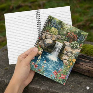 Tranquillige tuinwaterval spiraalnotitieboek notitieboek
