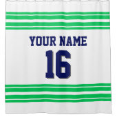 TRANS 2X Emerald Green Stripes marine Douchegordijn (Voorkant)