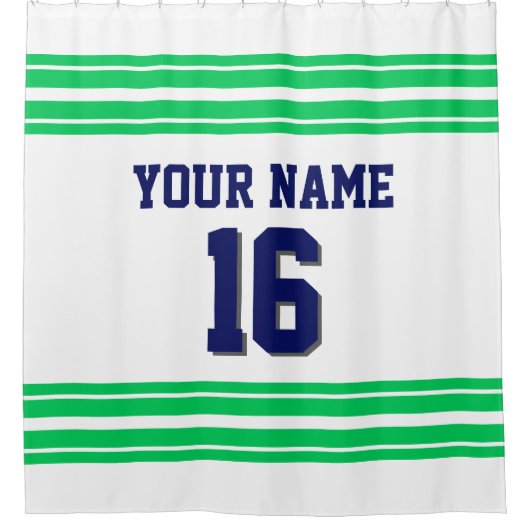 TRANS 2X Emerald Green Stripes marine Douchegordijn (Voorkant)