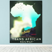 Trans-Afrikaanse treinreisposter Canvas Afdruk (Insitu (Houten vloer))