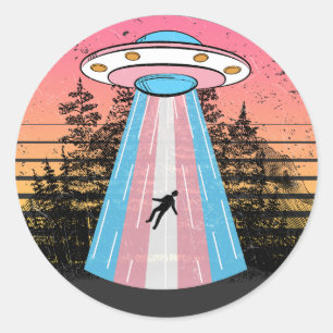 Trans Alien Funny Ronde Sticker