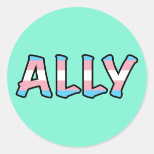 Trans Ally Achtergrond munt Ronde Sticker