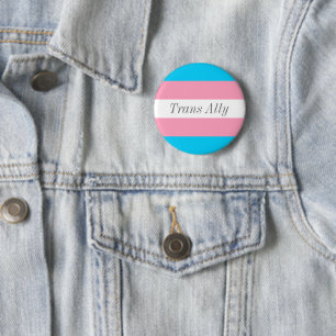 Trans Ally Editable Text Transgender Pride Flag Ronde Button 5,7 Cm