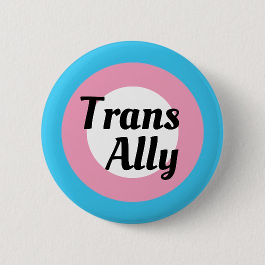 Trans Ally Editable Text Transgender Pride Flag Ronde Button 5,7 Cm (Voorkant)