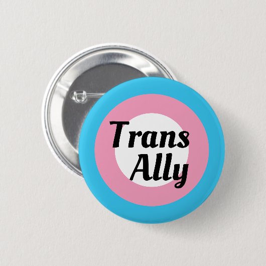 Trans Ally Editable Text Transgender Pride Flag Ronde Button 5,7 Cm (Voorkant /achterkant)