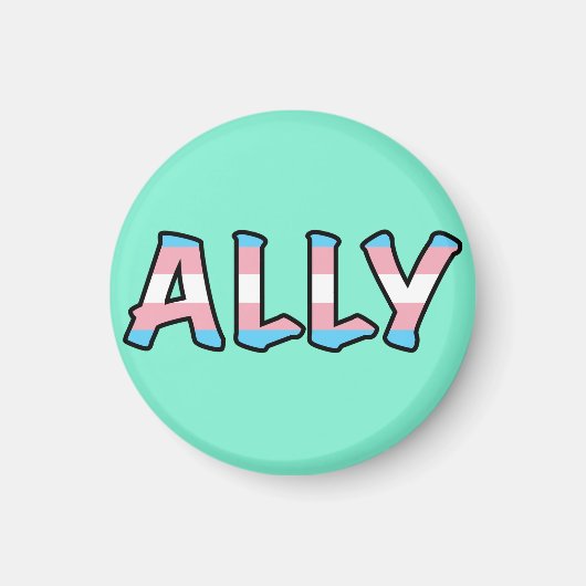 Trans Ally Hollow Letter | Achtergrond munt Magneet (Voorkant)