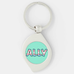 Trans Ally Hollow Letter Achtergrond munt Sleutelhanger