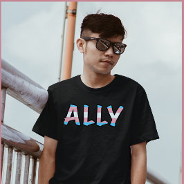 Trans Ally met Vlag Gevulde Brieven T-shirt