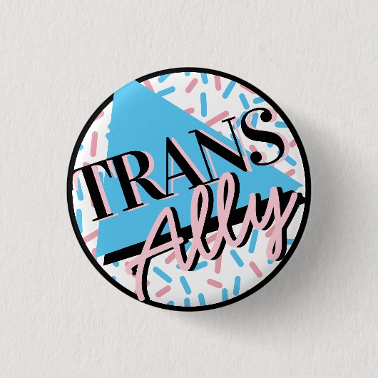 Trans Ally Roze Blauw Sprinkles 90s LGBT Ronde Button 3,2 Cm (Voorkant)