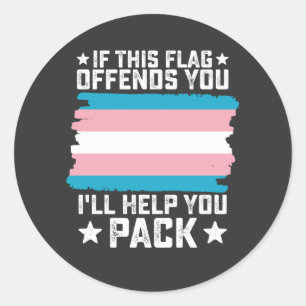 Trans als deze vlag je aanbiedt, help ik je met in ronde sticker