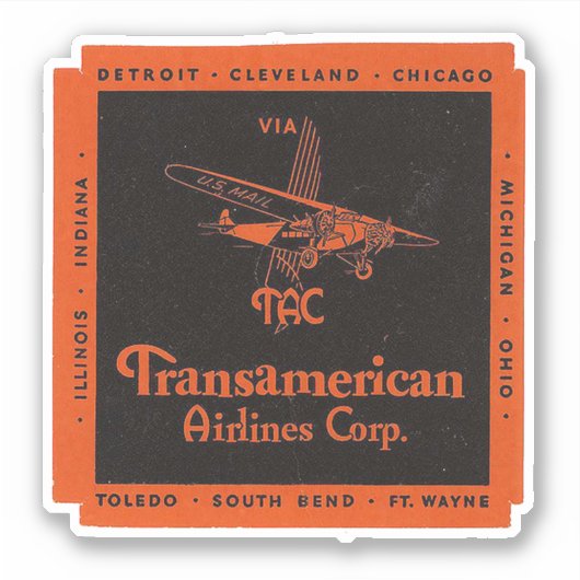 Trans-American Airline Corp Aviation Sticker (Voorkant)