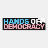 Trans Art Blauw Roze Protest Hands Off Democracy  Bumpersticker (Voorkant)