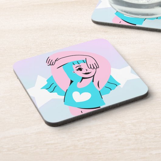 trans art on hard plastic coaster bier onderzetter (Linkerzijde)