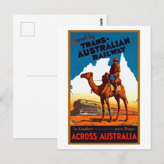 Trans-Australisch treinreisposter Briefkaart (Voorkant / Achterkant)